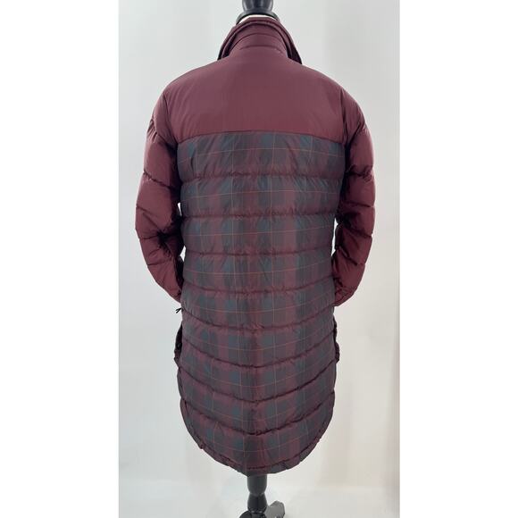 PrAna Women's Globe Thistle Down Puffer Long Shirt Jacket Red Plaid Tunic S - Picture 4 of 10